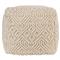 Hallie Coastal Beach Cream Cotton Textured Square Pouf