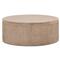 Lulu Coastal Beach Grey Oak Wood Woven Cane Round Drum Coffee Table