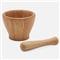 Tashi Rustic Natural Brown Oak Wood Mortar and Pestle - Set of 2