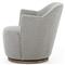 Samuel French Country Light Grey Performance Brown Wood Swivel Arm Chair