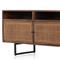 Emilie Mid Century Brown Mango Wood Woven Cane Iron Base Media Console - 65&quot;W