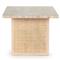 Marina Coastal Beach Whitewash Mango Wood Natural Woven Cane Dining Table - 84&quot;W