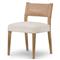 Ely Rustic Lodge Cream Performance Beige Wood Dining Side Chair