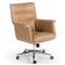 Arslan Industrial Loft Beige Upholstered Leather Swivel Executive Office Chair