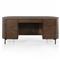 Khalil Rustic Lodge Brown Wood Black Iron Demilune Executive Desk