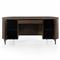 Khalil Rustic Lodge Brown Wood Black Iron Demilune Executive Desk