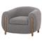 Riley Mid Century Modern Grey Performance Brown Wood Barrel Chair