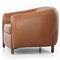 Riley Mid Century Modern Brown Upholstered Leather Wood Barrel Chair