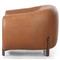 Riley Mid Century Modern Brown Upholstered Leather Wood Barrel Chair