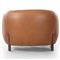 Riley Mid Century Modern Brown Upholstered Leather Wood Barrel Chair
