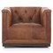 Emmy Rustic Lodge Warm Brown Leather Tufted Nailhead Trim Swivel Club Chair