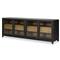 Clarence Rustic Lodge Black Oak Wood Clear Glass 4 Door Media Cabinet - 78&quot;W