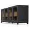 Clarence Rustic Lodge Black Oak Wood Clear Glass 4 Door Media Cabinet - 78&quot;W