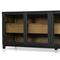 Clarence Rustic Lodge Black Oak Wood Clear Glass 4 Door Media Cabinet - 78&quot;W