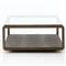 Ena Regency Gold Brass Grey Faux Shagreen Rectangular 2 Tier Coffee Table