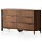 Rhian Coastal Beach Brown Mango Wood Frame Woven Cane 6 Drawer Double Dresser