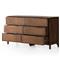 Rhian Coastal Beach Brown Mango Wood Frame Woven Cane 6 Drawer Double Dresser