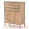 Rhian Coastal Beach Natural Mango Wood Woven Cane Wood Tall Chest Dresser