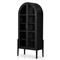 Ivan Mid Century Matte Black Solid Oak Wood 2 Glass Door Arched Display Case