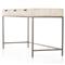 Theodore Industrial Loft Dove White Wood Grey Iron Base 3 Drawer Writing Desk