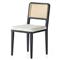 Vin Coastal White Upholstered Cushion Natural Woven Cane Black Wood Dining Chair