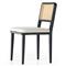 Vin Coastal White Upholstered Cushion Natural Woven Cane Black Wood Dining Chair