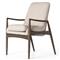 Olena Mid Century Modern Beige Upholstered Brown Wood Dining Arm Chair