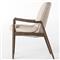Olena Mid Century Modern Beige Upholstered Brown Wood Dining Arm Chair
