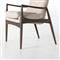 Olena Mid Century Modern Beige Upholstered Brown Wood Dining Arm Chair