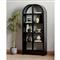 Sheila Industrial Clear Glass Black Iron Frame White Oak Curved 2 Door Display Case