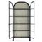 Sheila Industrial Clear Glass Black Iron Frame White Oak Curved 2 Door Display Case