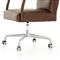 Sonn Mid Century Upholstered Brown Leather Silver Stainless Steel Office Chair