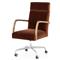 Sonn Mid Century Auburn Brown Upholstered Velvet Silver Stainless Steel Office Chair