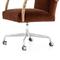 Sonn Mid Century Auburn Brown Upholstered Velvet Silver Stainless Steel Office Chair