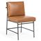 Inno Industrial Brown Faux Leather Oak Wood Black Iron Frame Dining Side Chair