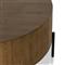 Alina Rustic Lodge Dark Brown Oak Wood Black Iron Base Round Coffee Table
