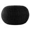 Airah Coastal Beach Black Woven Wicker Round Outdoor Ottoman