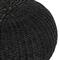 Airah Coastal Beach Black Woven Wicker Round Outdoor Ottoman