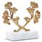Ginko Regency Gold Iron Leaves White Marble Base Sculpture