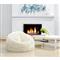 Shiloh Modern Ivory Long Wool Fur Leather Beanbag