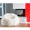 Shiloh Modern Ivory Long Wool Fur Leather Beanbag