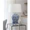 Royal French Blue Ceramic Crystal Bedside Table Lamp