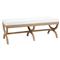 Worlds Away Xanadu Coastal Beach White Upholstered Natural Rope Entryway Bench