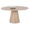 Gohan Rustic Lodge Light Brown Oak Wood Round Pedestal Dining Table - 54&quot;W
