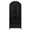 Stancil Industrial Loft Matte Black Iron Frame Clear Glass Door Arch Display Case