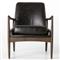 Olena Mid Century Black Upholstered Leather Brown Oak Wood Living Room Arm Chair