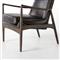 Olena Mid Century Black Upholstered Leather Brown Oak Wood Living Room Arm Chair