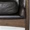 Olena Mid Century Black Upholstered Leather Brown Oak Wood Living Room Arm Chair