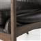 Olena Mid Century Black Upholstered Leather Brown Oak Wood Living Room Arm Chair
