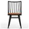 Lara Rustic Lodge Brown Leather Black Oak Windsor Dining Side Chair